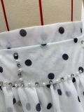 Women African Rhinestone Embellished Long Sleeve Polka Dot Top & Skirt Two Piece Set