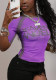 Women Gradient Mesh Short Sleeve T-shirt See-Through Crop Top