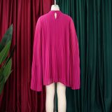 Women Stand Collar Cape Sleeve Pleated Chiffon Cloak Formal Party Evening Dress