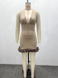 Women French Sexy Halter Neck Waist Cincher Lace Patchwork Bodycon Dress