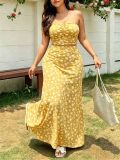 Women Holidays Floral Strapless Pleated Top & Mermaid Skirt Two Piece Set