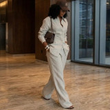 Women Casual African Long Sleeve Shirt & Wide Leg Pants Two Piece Set