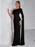Women Slash Shoulder Flutter Sleeve Formal Party Maxi Dress