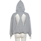 Women Summer Solid Hooded Irregular Ripped Long Sleeve Hoodies