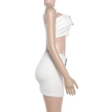 Women Summer Sleeveless Strapless Tank Top Sexy Bodycon Skirt Two Piece Set