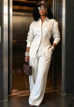 Women Casual African Long Sleeve Shirt & Wide Leg Pants Two Piece Set
