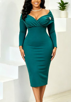 Women Plus Size Off Shoulder Long Sleeve Bodycon Dress Women Plus Size Off Shoulder Long Sleeve Bodycon Dress