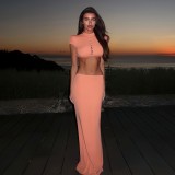 Women Summer Sexy Cutout Crop Button Tank Top & Bodycon Skirt Two Piece Set