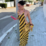 Women Summer Sexy Irregular Backless Halter Neck Print Dress