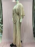 Women Sequin Sexy Deep V Backless Jumpsuit