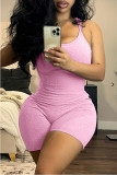 Women Sleeveless Backless Solid Jumpsuit