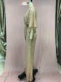 Women Sequin Sexy Deep V Backless Jumpsuit