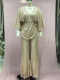 Women Sequin Sexy Deep V Backless Jumpsuit