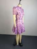 African Women’s Chic Elegant Printed Single-Breasted Irregular Short Sleeve Dress