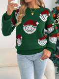 Women’s Fall Winter Santa Claus Jacquard Lantern Sleeve Pullover Christmas Sweater