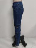 Women’s High Waist Stretch Slim Fit Multi-Pocket Cargo Denim Tight Fitting Pants