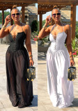 Women’s Lace-Up Slim Waist Strap Long Dress
