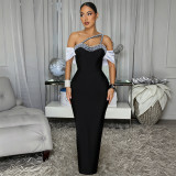 Women’s Elegant Beaded Off Shoulder Evening Gown Formal Party Mermaid Dress