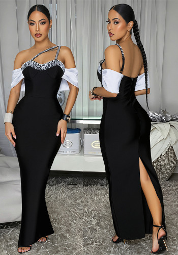 Women’s Elegant Beaded Off Shoulder Evening Gown Formal Party Mermaid Dress