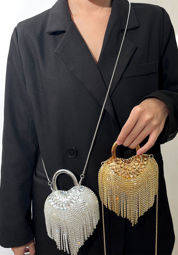 Women’s Fashion Rhinestone Handbag Chain Strap Evening Party Bag
