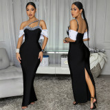 Women’s Elegant Beaded Off Shoulder Evening Gown Formal Party Mermaid Dress