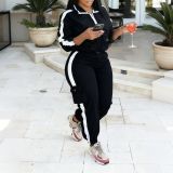 Women’s Casual Hooded Zip-Up Long Sleeve Top and Jogger Cargo Pants Two-Piece Set