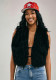 Women’s Fall Winter Halter Neck Lace-Up Low Back Solid Color Faux Fur Patchwork Cropped Top