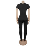 Women’s Sexy Cutout Short Sleeve Slim Fit Bodycon Tight Fitting Jumpsuit