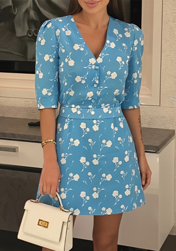 Women’s Fall Elegant Casual Loose Fit Floral Print Dress
