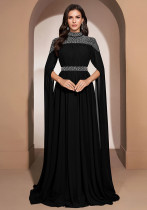 Women’s Beaded High Neck Flutter Sleeve Chiffon Floor Length Evening Gown Women’s Beaded High Neck Flutter Sleeve Chiffon Floor Length Evening Gown