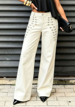 Women Metal Button Denim Pant Women Metal Button Denim Pant
