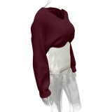Women Sexy V-Neck Crop Knit Sweater