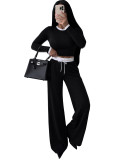 Women Casual Color Block Round Neck Long Sleeve Top and Pant Two Piece Set