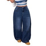 Women Fall American Style Denim Wide Leg Pant
