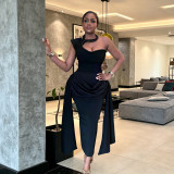 Women Slash Shoulder Hollow Streamer Dress