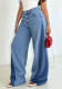 Women Two Tone Patchwork Denim Pant