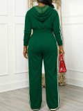 Women Autumn Winter Casual Color Block Top and Wide Leg Pants Two Piece Set