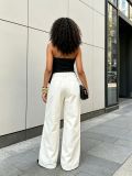 Women Metal Button Denim Pant