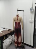 Women Sexy Halter Neck Tie Dye Print Backless Wide Leg Jumpsuit