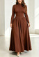 Plus Size Women Solid Long Sleeve Maxi Dress