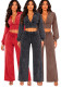 Women Washed Stand Collar Zipper Top and Drawstring Wide Leg Pants Two Piece Set