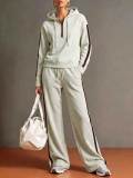 Women Casual Half Zip Hoodies & Wide Leg Pants Two Piece Set