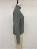 Women Knitting Autumn Winter High Neck Sweater Coat