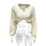 Women Sexy V-Neck Crop Knit Sweater