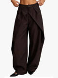 Women Fall Casual Double Pleated Wide Leg Dress Pants