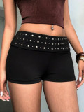 Women Casual Punk Rivet Shorts