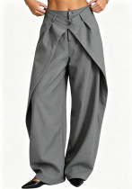 Women Fall Casual Double Pleated Wide Leg Dress Pants Women Fall Casual Double Pleated Wide Leg Dress Pants