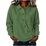 Women Autumn Winter Irregular Solid Button Top
