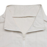 Women Fall Adjustable Drawstring Casual Stand Collar Coat