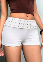 Women Casual Punk Rivet Shorts Women Casual Punk Rivet Shorts